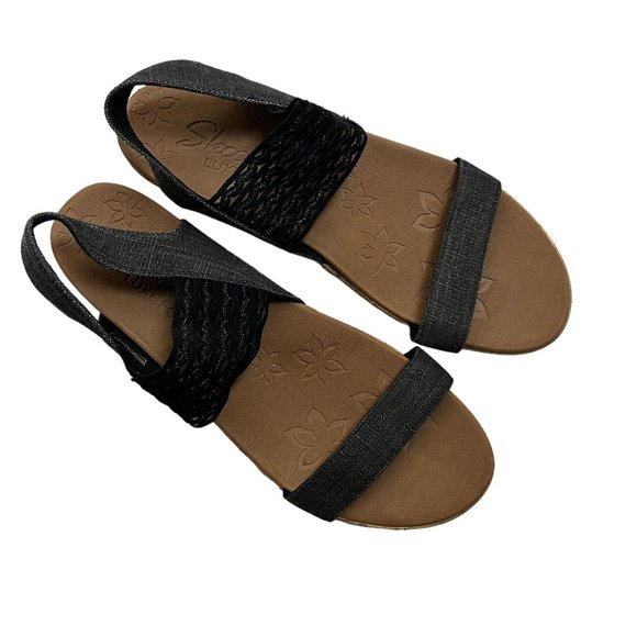 Skechers Shoes - Skechers Brie Most Wanted Luxe Foam Slip On Cork Wedge Sandals Black Size 10